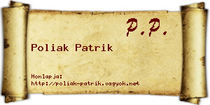 Poliak Patrik névjegykártya